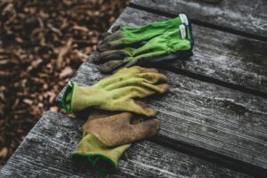 three gardening gloves